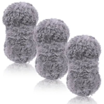 Produktbild von Plüschwolle 3 x 100g Fransengarn Mittelgrau zum Häkeln & Stricken