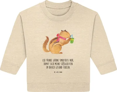 Produktbild von Mr. & Mrs. Panda Organic Baby Pullover Eichhörnchen Smoothie 12. - 18. Monat - Natural Raw - Geschenk, Streifenhörnchen, Bullover, Lustige Sprüche, Abnehmen, Diät