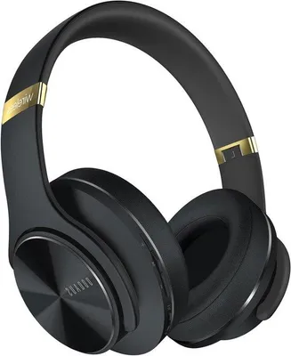 Immagine prodotto di Cuffie wireless over-ear con autonomia fino a 90 ore in modalità wireless, 3 modalità EQ, doppio driver da 40 mm, padiglioni in schiuma e microfono per chiamate su smartphone/PC/TV (nero-oro)