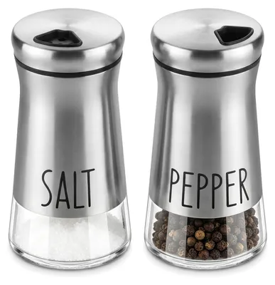 Salz- und Pfefferstreuer-Set, 2er, Edelstahl/Glas, 110 ml, silber