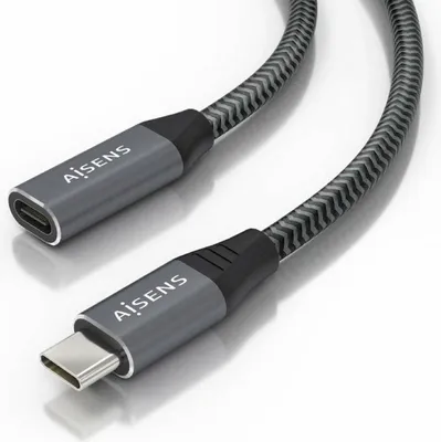 Image de Câble d'extension USB 3.2 Aisens A107-0636/ USB Type-C mâle - USB Type-C femelle/ Jusqu'à 100W/ 20Gbps/ 2m/ Gris