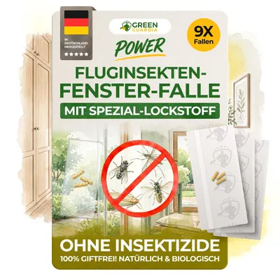 Produktbild von Fenster Fluginsektenfalle mit Spezial-Lockstoff –9x Fallen– fliegendes Ungeziefer bekämpfen, Alternative zu Pheromonfallen, Mittel gegen Fluginsekten