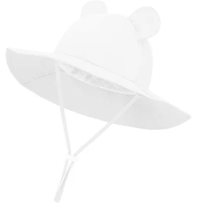 Produktbild von Sonnenhut Kinder mit Bärenohren Breite Krempe UV Schutz UPF 50+ Weiß 1-2 Jahre