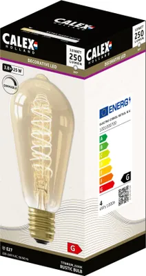Obrázek produktu pro Calex LED žárovka E27, ST64, spirálové vlákno, vintage gold, teplé bílé světlo 2100K, stmívatelná