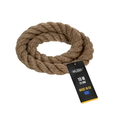 Produktbild von NAJDER Seilwerk Juteseil Naturfasern Tauwerk Hanf 3 gestrandet Jute Tau dekorativ Seil Absperrseil für Schaukel (25 mm, 10 m)