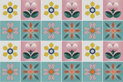 Produktbild von Fliesenaufkleber 15x15 cm – 24 Stück – Selbstklebend – Wasserfest – Pflegeleicht – Hitzebeständig – Für Küche & Bad – Florale Pflanzenmotive