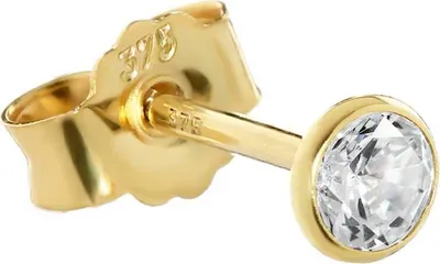 Produktbild von Einzel 3,5mm Ohrstecker Gelbgold 375 Gold Ohrring 9 Karat Zirkonia Weiß 2604