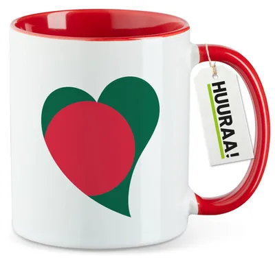 Produktbild von Huuraa Kaffeetasse Bangladesch Flagge Herz 330ml Rot Keramik Kaffeebecher Geschenkidee