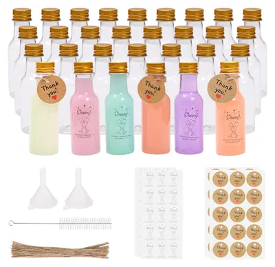 30 Mini-Kunststoffflaschen 50 ml, wiederverwendbar, mit Schraubverschluss