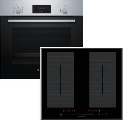Produktbild von HERDSET Bosch Backofen 3D-Heißluft + Wolkenstein Kochfeld Flächeninduktion Booster 60cm autark