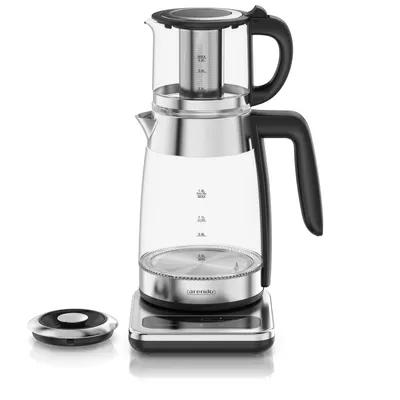 Produktbild von Arendo Wasserkocher mit Temperatureinstellung 40° - 100 °C, Teekocher aus Glas & Edelstahl mit Teesieb, Teebereiter, Samowar, 1,8 l, 2200 W, Warmhaltefunktion, Überhitzungsschutz, BPA‑frei