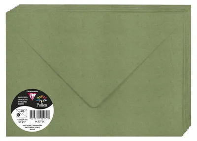 Imagen del producto de Sobres Pollen de Clairefontaine, modelo 5072C. Sobres tipo C5, color verde salmón, marca Clairefontaine
