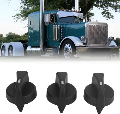 Image de 3 boutons de réglage du chauffage AC 121 0001 000 Mode de vitesse du ventilateur de chauffage Remplacement de la climatisation pour Peterbilt 330 335 357 367 Noir