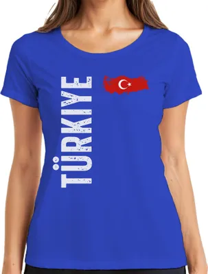Produktbild von Türkei Flagge Fußball Fan WM Weltmeisterschaft 2026 Damen T-Shirt, Blau, S