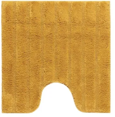 Image de Unyqoos® Casilin, tapis de bain en coton mat, 59 x 59 cm (carré), avec découpe pour WC à poser, rayé ocre, antidérapant en latex, lavable en machine à 40 °C