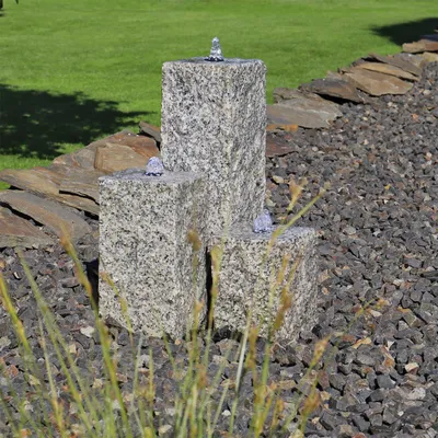 Produktbild von CLGarden Granit Springbrunnen SB2 3 teiliger Säulenbrunnen LED Steinbrunnen Wasserspiel Gartenbrunnen