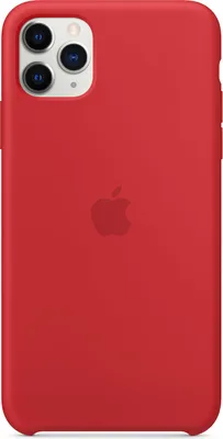 A red iPhone case with the Apple logo in the center.