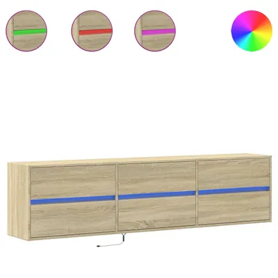 Image de vidaXL Armoire TV murale avec LED Chêne Sonoma 180x31x45 cm