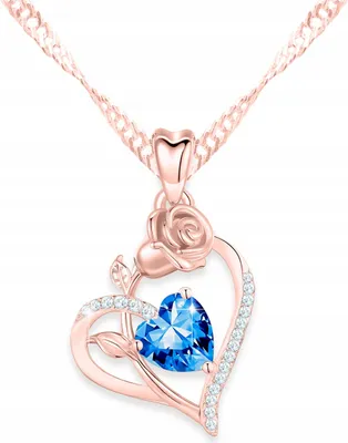 Immagine prodotto di Collana placcata oro con cuore di cristallo, cuore blu e rosa, ARGENTO 925