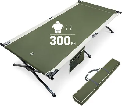 Imagen del producto de Cama plegable para exteriores, dimensiones 214 x 106 cm, capacidad máxima de 300 kg, tamaño XXL, ideal para camping