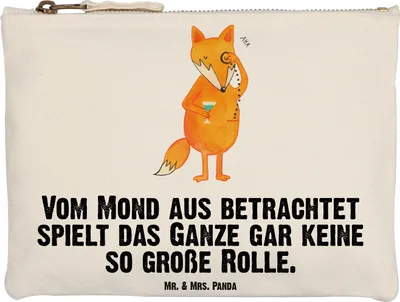 Produktbild von Mr. & Mrs. Panda Federtasche Fuchs Lord Grösse XL Große - Weiß - Geschenk, Spruch Lustig, Federmappe, Cocktail, Mäppchen, Neugierig, Schick, Make-Up Tasche, Mond, Etui
