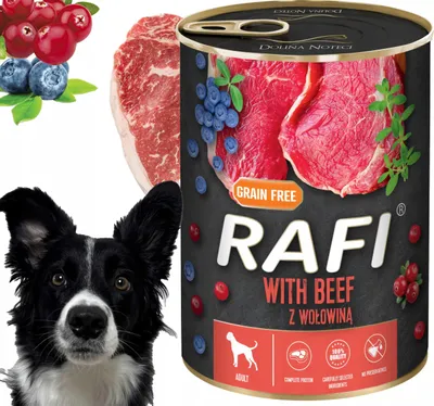 Produktbild von RAFI Nassfutter für Hunde mit Rindfleisch, Heidelbeeren und Preiselbeeren 400 g – 1 Stück