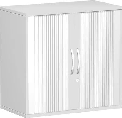 Produktbild von Geramöbel Querrollladenschrank Oberboden 25 mm, mit Standfüßen, abschließbar, 800x425x798, Silber/Lichtgrau, S-382117-SL