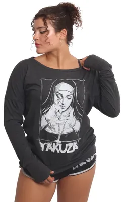 Image de Yakuza Femme Nun Urban T-shirt manches longues, Anthracite Chiné, 3XL
