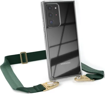 Produktbild von EAZY CASE - Hülle mit Band für Samsung Galaxy Note 20 Ultra / Note 20 Ultra 5G, Handyhülle mit Umhängeband, Silikonhülle transparent, Handykette in Grün
