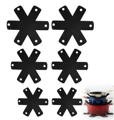 Image de Protège-poêles - Coffret de 6 pièces en feutre - Protège-empilement pour poêles et casseroles - Noir - 25 cm / 30 cm / 35 cm