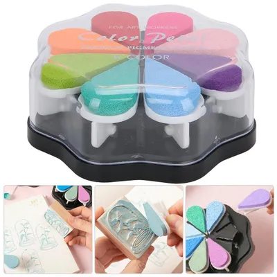 Produktbild von Petal-Stempelkissen, 8 Farben, wasserbasiert, DIY-Handstempelkissen für normales Papier (1015 Happy Time)