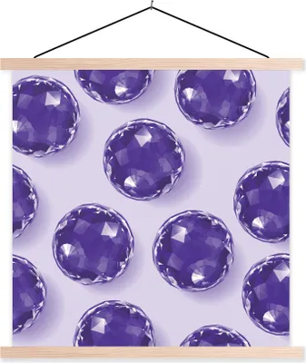 Produktbild von MuchoWow® Textilposter Eine Illustration mit mehreren violetten Edelsteinen 40x40 cm mit holzfarbenen Rahmen - Posterleiste