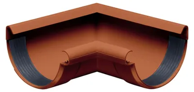 Produktbild von INEFA Rinnenwinkel 90 Grad halbrund Innenwinkel, PVC NW100 / 100mm Braun Wulst innen, Verbindungsstück Dachrinnenzubehör, einfache Montage