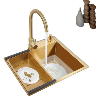 Produktbild von Küchenspüle, Edelstahl, Einzelbecken, Gold