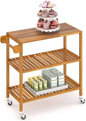 Productafbeelding van Famanu keukentrolley – uitschuifbare plateaus – mobiele opbergtrolley – duurzaam – ruimtebesparend