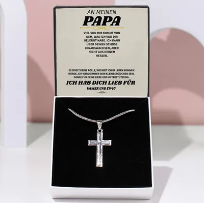 Produktbild von Halskette mit Kreuz-Anhänger - An meinen Papa - Kette für Männer - OLIVER_MENCROSS