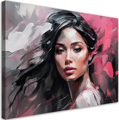 Produktbild von Leinwandbild Frau Glamour Rosa 100x70 Feeby Rosa bild für die wand bereit zum aufhängen