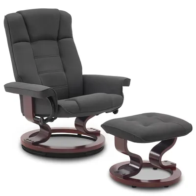 Produktbild von MCombo Relaxsessel mit Hocker, 360°drehbarer Fernsehsessel mit Liegefunktion, bis 120 Kg belastbarer TV-Sessel, moderner Ruhesessel für Wohnzimmer, Kunstleder, 9019MB (Dunkelgrau-Mikrofaser)