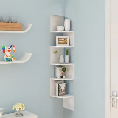 Produktbild von JEOBEST® Eckregal Hängeregal Wandregal Bücherregal Regal Design 20x20x120cm weiß