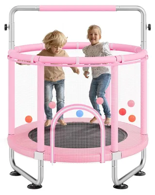 Obrázek produktu pro VEVOR dětská trampolína mini trampolína pro volný čas 147 cm pro batolata, nastavitelný dárek k narozeninám, vánoční hračka pro děti od 3 let, růžová barva