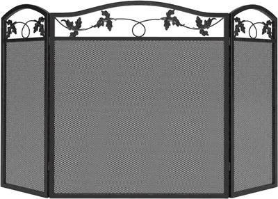 Productafbeelding van Haard Scherm - Vlam Bescherming - Veilig Stoken - 3 Panelen - 127 x 74 cm - Zwart