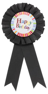 Geburtstagsband mit Brosche, 15 x 7,5 cm, Schwarz, 1 Stück