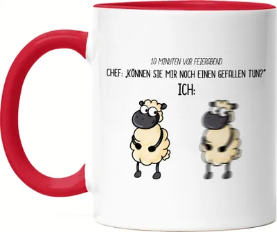 Produktbild von Feierabend Gefallen Tasse Rot Lustig mit Spruch Büro-Tasse Kollege Kollegin Chef Chefin Humor