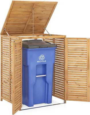 Zdjęcie produktu dla Drewniany pojemnik na odpady zewnętrzne - 120 l, zamykany, wentylowany