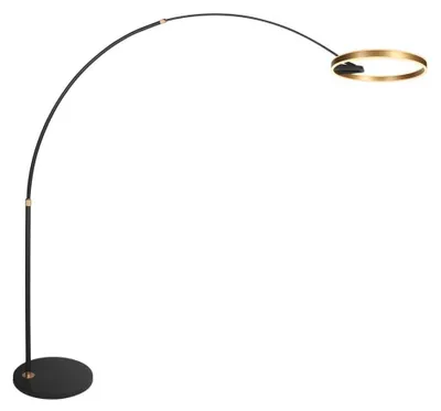 Produktbild von Design-Bogenlampe Ringlux, schwarz mit Goldakzenten