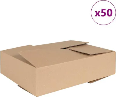 Zdjęcie produktu dla vidaXL Składane pudełko z miejscem do przechowywania, 50 sztuk, kolor naturalny, wymiary 40 x 30 x 10 cm, wykonane z kartonu