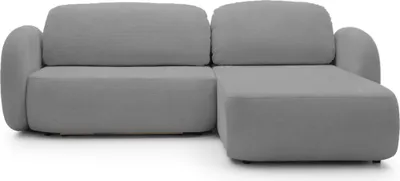 Produktbild von DomoHome Ecksofa OLIO L-Form Mit Schlaffunktion 138x210cm Bettkasten und Lose Rückenkissen – Komfortable Schlafcouch für Wohnzimmer Freistehend Rechte Seite 248x174x86cm DUNKEL SILBER