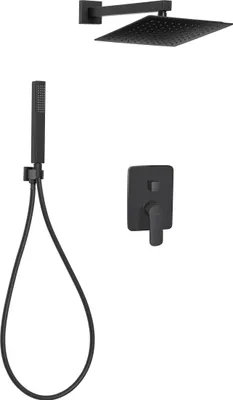 Produktbild von BADLAND Komplettes Duschsystem SIROS Unterputz Armatur Wasserhahn mit Kopfbrause in Schwarz