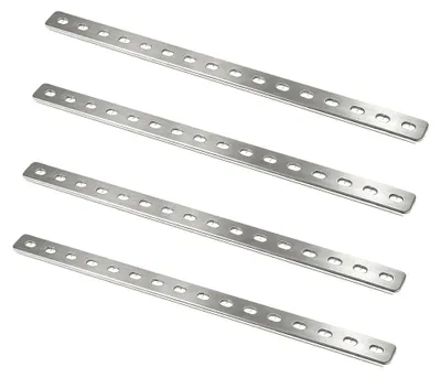 Image de Solidchoice - Ensemble de 4 raccords plats en acier inoxydable, dimensions : 408 x 24 x 3 mm
