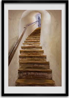 Produktbild von Bild - Bilderrahmen - 50 cm x 70 cm - MDF - Rahmen - Wandkunst Treppen im Schloss